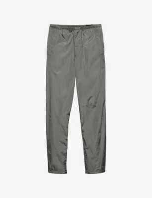 Prada Mens Grey Logo-patch Elasticated-waist Nylon Trousers In Grey