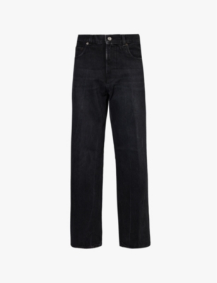 HAIKURE: Bonnie logo leather-patch wide-leg high-rise denim jeans