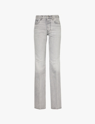 HAIKURE: Flora logo leather-patch flared-leg mid-rise denim jeans