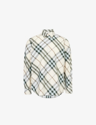 BURBERRY: Check-print cotton-poplin shirt