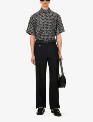 Tapered-leg relaxed-fit wool trousers
