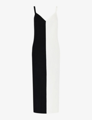 RO&ZO: Two-tone slim-fit ribbed knitted maxi dress