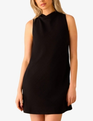 Ro&zo Sleeveless Tie-back Woven Mini Dress In Black