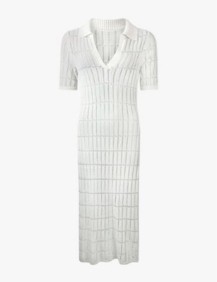 RO&ZO: Short-sleeved open-collar knitted maxi dress