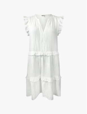 RO&ZO: V-neck tiered-hem cotton mini dress