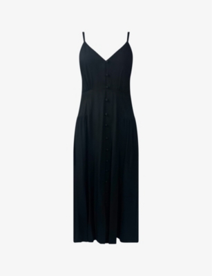 Ro&zo Women's Black Sleeveless Button-through Woven Midi Dress