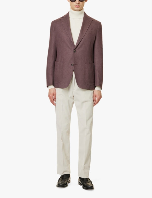 Single-breasted notch-lapel silk-cashmere blend blazer