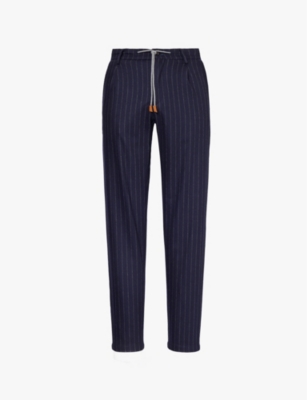 ELEVENTY: Pin-striped stretch-wool and cashmere-blend trousers