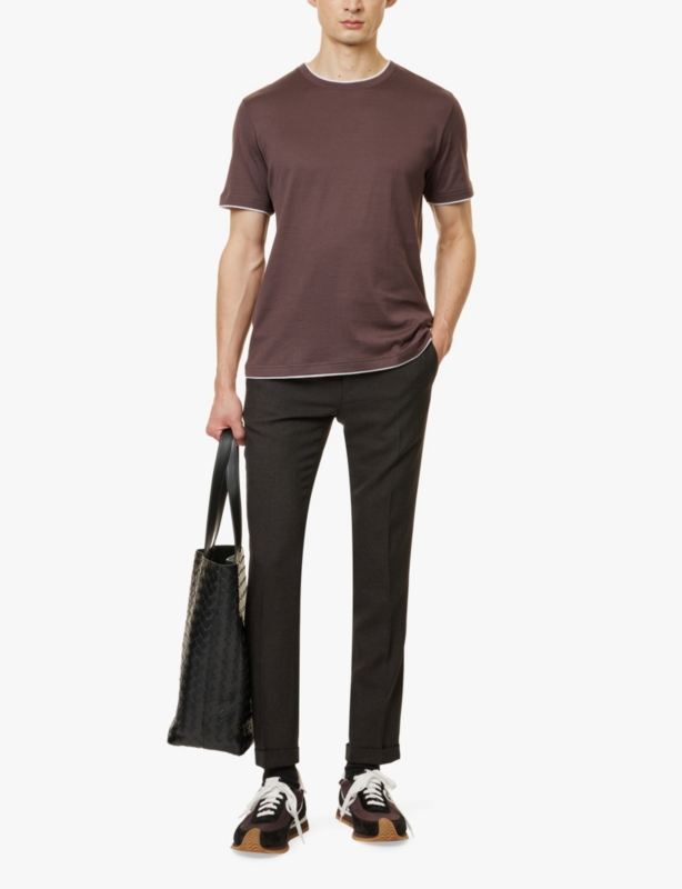 Contrast-trim short-sleeve cotton-jersey T-shirt