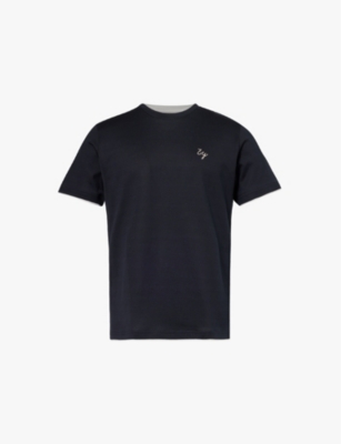 ELEVENTY: Brand-embroidered contrast-trim cotton-jersey T-shirt