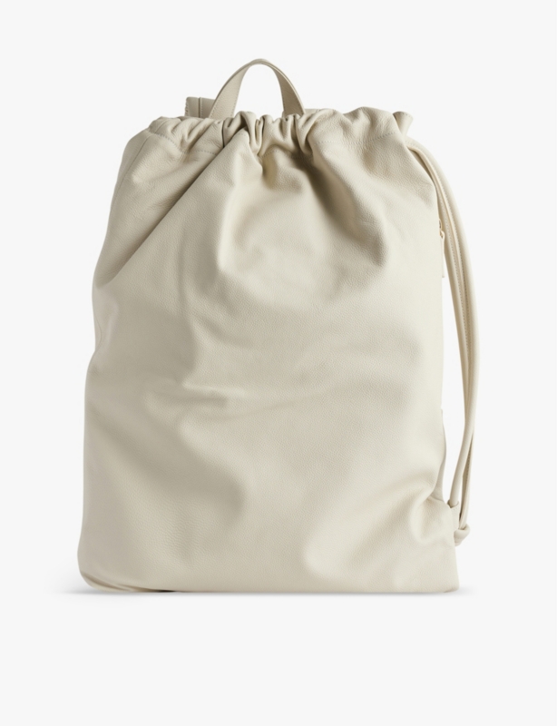 Branded drawstring-closure leather backpack