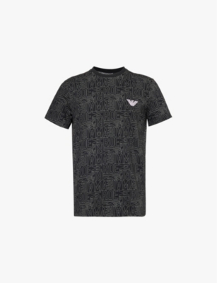 EMPORIO ARMANI: Brand-embroidered cotton-jersey T-shirt
