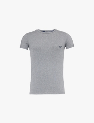 EMPORIO ARMANI: Slim-fit ribbed-trim stretch-cotton jersey T-shirt