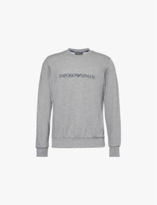 EMPORIO ARMANI: Relaxed-fit crewneck cotton-blend stretch-jersey sweatshirt