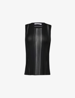 HELMUT LANG: Sheer striped knitted top