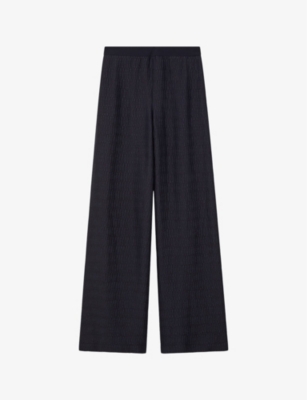 Shop Joseph Womens Gibellina Mawn Wide-leg Mid-rise Silk-blend Trousers Navy