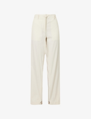 HELMUT LANG: Structured-waist wide-leg mid-rise cotton-blend trousers