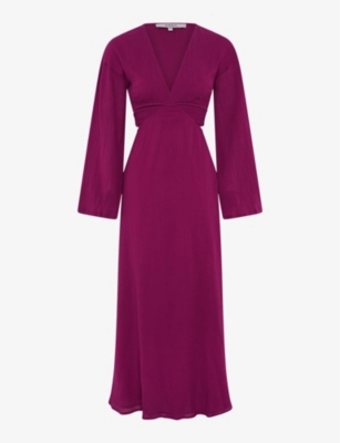 Omnes Womens Purple Orla Cut-out Cotton Maxi Dress