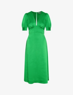 Omnes Womens Dark Green Odette V-neck Eco-viscose Midi Dress