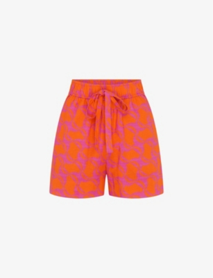 OMNES: Canaria geometric-print cotton and linen-blend shorts
