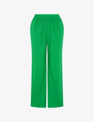 Omnes Womens Green Ramela Elasticated-waist Cotton And Linen-blend Trousers