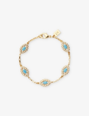 Crystal Haze Womens Mykonos Blue Evil Eye 18ct Yellow Gold-plated Brass And Cubic Zirconia Bracelet