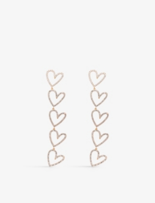 CRYSTAL HAZE: Crush on Me 18ct yellow gold-plated brass and cubic zirconia drop earrings