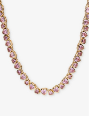 Crystal Haze Womens Pink Sweetheart 18ct Yellow Gold-plated Brass And Cubic Zirconia Necklace