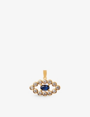 CRYSTAL HAZE: Evil Eye 18ct yellow gold-plated brass and zirconia pendant