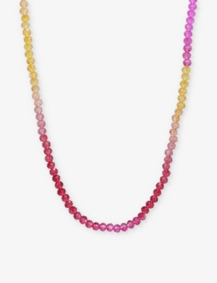 CRYSTAL HAZE: Candyfloss bead-embellished 18ct yellow gold-plated brass necklace