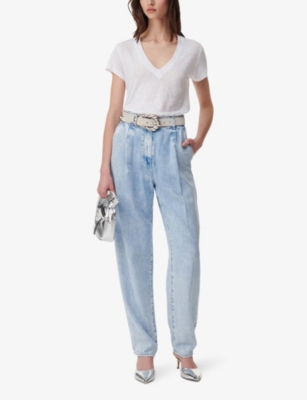 Iro T-shirt En Lin Col V Rodeo In Whi01