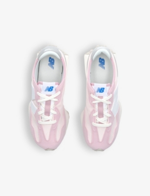 New Balance Pale Pink Kids' 327 Logo-embroidered Suede And Woven Low-top Trainers Eur 38 / 5 Uk In Pale Pink