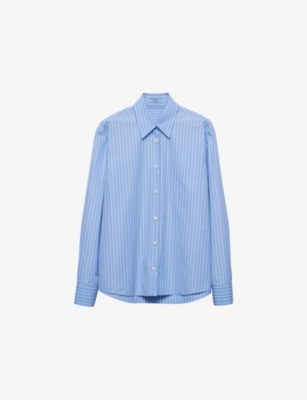 PRADA: Stripe-motif menswear-fit cotton-poplin shirt