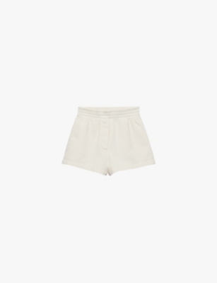 PRADA: Branded-triangle elasticated-waist cotton shorts