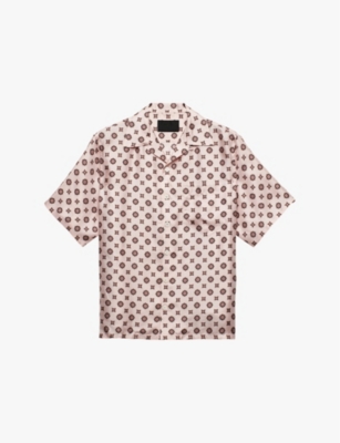 PRADA: Arabesque-print short-sleeved silk shirt