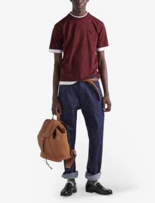 Prada Item O-neck Short-sleeved T-shirt In Burgundy