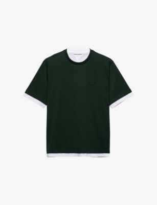 PRADA: Boxy-fit layered cotton T-shirt