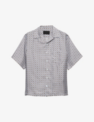 PRADA: Graphic-print short-sleeve silk shirt