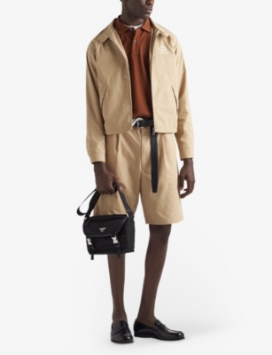 Prada Mens Neutral Lettered Logo-print Regular-fit Nylon Jacket In Neutral