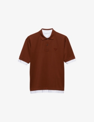PRADA: Conceptual-triangle cotton polo shirt