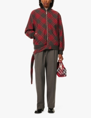 Shop Burberry Womens Loch Ip Check Check-print Two-buttoned-pockets Relaxed-fit Woven-blend Jacket