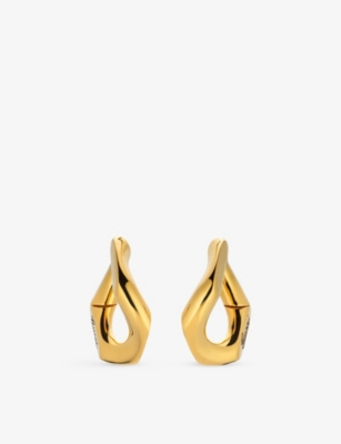 GUCCI: Geometrical logo-engraved metal hoop earrings