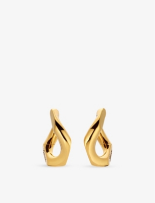 GUCCI: Geometrical logo-engraved metal hoop earrings