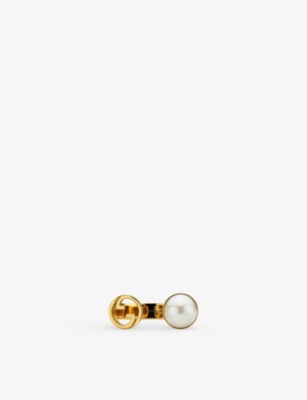 GUCCI: Blondie interlocking G-charm open-band gold-toned metal and faux-pearl ring