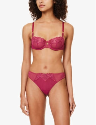 Shop Chantelle Womens Ruby Cabernet Sauvage Embroidered Balconette Bra