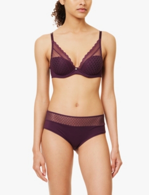 Shop Chantelle Womens Norah Chic Plunge T-shirt Bra Aubergine