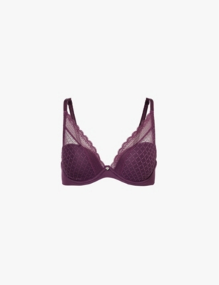 Shop Chantelle Womens Norah Chic Plunge T-shirt Bra Aubergine