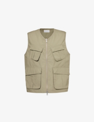 Mki Miyuki Zoku Mki Miyuki-zoku Mens Sage Green Logo-embroidered Sleeveless Cotton Vest