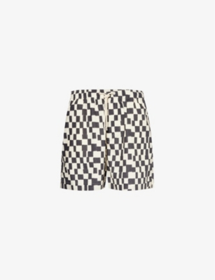 FRAME: Graphic-print regular-fit cotton-blend shorts