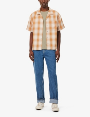 Shop Frame Men's Rust Plaid Baja Regular-fit Short-sleeve Checked Cotton Shirt